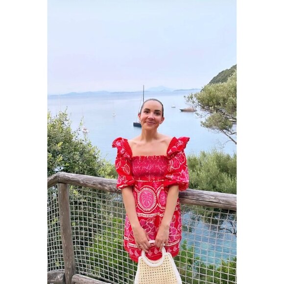 FARM RIO Summer Sunrise Mini Dress in Red Size Medium - Picture 12 of 14